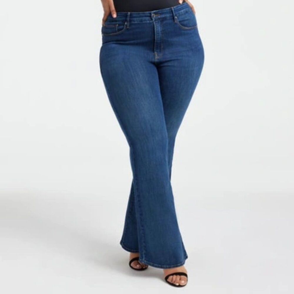 GOOD AMERICAN Good Legs Flare Jeans Size 14 - BB04 Blue